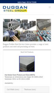 Duggan Steel Mobile Website Developme example